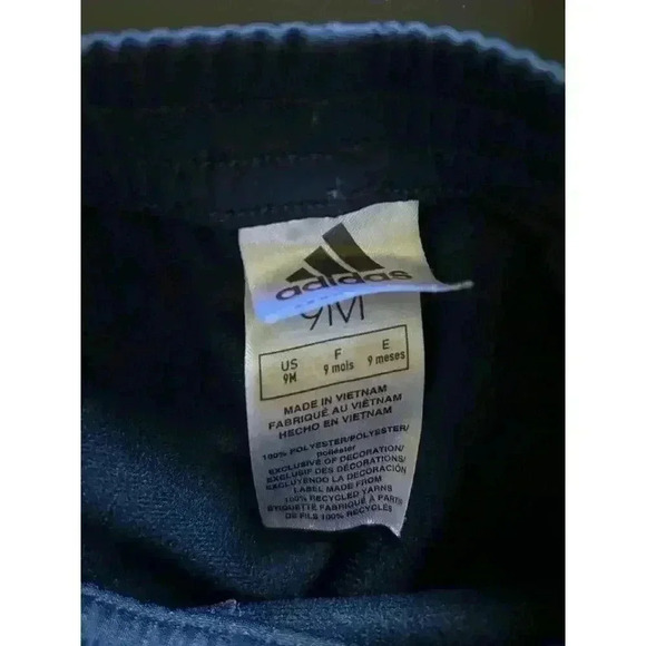 Adidas Essentials Navy Blue & White Stripes Track Pants Sports Size 9M - Picture 4 of 4